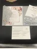 Romantik Gümüş Bahar Çiçek Glittery Lazer Kesim Cep Düğün Davetiyesi Setleri RSVP Kartlı, Ücretsiz UPS tarafından Gönderen