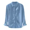 2020 Summer Plus Size Men's Baggy Solid Cotton Linen Long Sleeve Button Pocket Shirts M-3XL camisa masculina camisas hombre