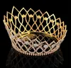 Luxe grande couronne énorme diadème complet rond casque de mariage cristal strass bijoux coiffure de mariée fleur florale peigne à cheveux Hair263z