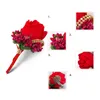 Offre spéciale meilleur homme corsage pour marié marié soie rose fleur costume de mariage boutonnière accessoires broche broche décoration