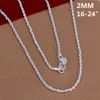 Catene in argento sterling placcato (16 18 20 22 24) POLLICI * 2MM Collana con corda intrecciata flash SN226 Top placcato in argento 925 Catene Collane gioielli