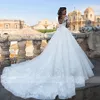 Séduisante dentelle nigériane 3D Floral Applique robe de bal robes de mariée 2022 décolleté transparent à manches longues Illusion voir si dos Vestidos De