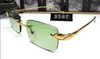 France Sport Buffalo gafas de sol para hombre, gafas de espejo lisas, marco de metal de leopardo dorado, lentes transparentes, gafas de sol ópticas para hombre con 306C original