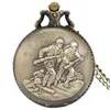 Steampunk Solider War Watches Carving Battlefield Alloy Case Men Women Quartz Pocket Watch Analog Display Necklace Pendant Chain Collectable Gift