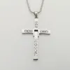 Fast and furious 8 hip hop CZ stones Cross necklace pendant 316 stainless steel Dominic Toretto cross necklace men women jewelry