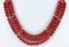 Collier à bascule en or à 3 brins de perles rondes de corail rouge 19 274p