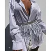 Sexy Womens Bling Hip Scarf Skirts Wrap Rhinestone Tassel Belts Long Crystal Chain Waist Band Fringe Belt