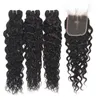 9A estensioni di capelli vergini a onda sciolta brasiliana interi 34 bampi con bundle di capelli umani a onde profonde ricci di pizzo 4x4 con 7200707