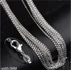 925 Sterling Silver Plated 2MM sideways chain women Lobster Clasps Smooth Chain Statement Jewelry Size 16 18 20 22 24 26 inches EC15