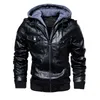 Herrenjacken Männer Kapuzenjacke und Mantel Herbst Winter Warm Casual Leder PU Mäntel Slim Fit Oberbekleidung Männlich Reißverschluss Hoody Spor317B