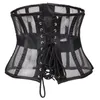 Women Sexy Transparent Mesh Underbust Waist Cincher Corset Breathable Slimming Waist Bodyshaper Shapewear Corsets Party Outfit Black Apricot