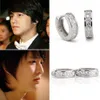 Wholesale-Fashion Man Silver Small Round Square Crystal Hoop Huggie Earrings Newest