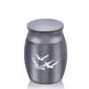 Three Birds Engraved Aluminum Alloy Pendant Mini Memorial Casket Jewelry Funeral Cremation Urn for Human/Pet Ashes 30x40mm