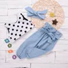 Ins Girls Tenget Summer Baby Girl Clothes Girl Girl Suit 3pcs TOPS Vestjeans Pantalons Bow Baby Bandbands Kids Sets Kids Vêtements A4826788666