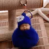 winter Cute Fluffy Pompom Sleeping Baby Doll Keychains Soft Faux Fur Ball Pendant Key Chain Car Keyring Cellphone Charm2696