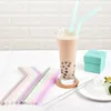 Reusable Silicone Drinking Straw Foldable Food-grade Safe Straws Folded Bent Straight Juice Straw Kitchen Bar Accessory 6 Colors DBC VT0302