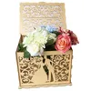 Cadeau cadeau en bois fournitures de mariage carte cas boîtes jaunes boîte avec serrure bricolage argent pour fête d'anniversaire décor mai231