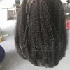 Mongolian Natural Black Afro Curly 12 to 26 Inch 100g 120g Human Hair Weave Clips In Elastic Band Ties Drawstring Ponytail