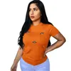 Женская горячая летняя футболка Tops Tees Новый повседневный с коротким рукавом эластичные бисеры для декора с коротким рукавом круглые шеи большой размер женской одежды S-3XL