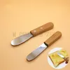 Stainless steel butter knife with wooden handle 4 styles butter scraper jam knife sawtooth cheese knife