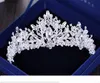 Lujo barroco cuentas de diamantes de imitación corazón tiara nupcial corona plata cristal diadema velo Tiaras boda accesorios para el cabello tocados