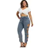 Wipalo 2018 Nuove donne Plus Size Jeans a vita alta con taglio a fiocco Jeans dritti con cerniera moda Donna Big Size 5xl Fondo Y190430