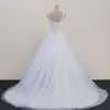 2019 mangas tribunal vestidos de casamento trem uma linha de jóias decote sem encosto applique e beadings vestidos de casamento nupcial