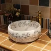 Europe Vintage Style Ceramic Art Basin Sinks Counter Top Wash Basin Badrumsfartyg Sinks Vanities Single Hole Ceramic Wash Sink3002