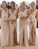 2020 V-Neck Bride Maid of Honor Gowns real picture vestido madrinha Slit Mermaid Bridesmaid Dresses Long Sexy Backless Wedding Party Dress