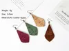 2020 Bohemian podwójna strona skórzane kolcze 4 kolor czworoboczny drewniany zbóż kolczyki dla kobiet nowe biżuterię modową hurtowo-z