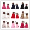 Ouder-kind gebreide hoed winter warm imitatie wasbeer bont pom hoed baby moeder solide pom pom muts skipet gebreide caps