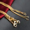 18K Gold Chain Necklace 1mm 16in 18in 20in 22in 24in 26in 28in 30in Blandad slät ormkedja halsband unisex halsband Hj269279p