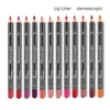 Pudaier 12 Kleuren Waterdichte Lipvoering Langdurige Matte Make Set Lipliner Potlood Stereoscopische Makeup Tool Lip Potloden