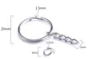 Polished 25mm Keyring Keychain Split Ring with Short Chain Key Rings Women Men DIY Key Chains Accessories