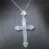Vecalon handamde lång kors hängande 925 sterling silver 5a cz sten kors hängande halsband för kvinnor män party bröllop smyckenvecalon stunni