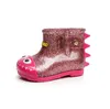 Inner Length 11.8-18.8CM Children's Cartoon Dinosaur Shark Rubber Rain Boots Non-slip Jelly RainShoes 3 Colors For Kids 1-6 Years Old