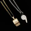 New Hip hop Jewelry Whistle Pendant Necklace Gold Color Bling Cubic Zircon Men Women's Necklace with Rope chain For Gift