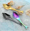 304 Stainless Steel Mirage Spoons Tableware Creative fish seahorse dolphin whale puffer Mixing Coffee cup Hanging spoon