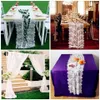 Blanc mariage dentelle florale chemin de Table nappe chaise ceinture Banquet mariage baptême fête Table décoration 300 cm