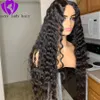 Wigs 30 inch black Deep Wave brazilian full Lace Front Wigs 13x4 synthetic lace Wigs Glueless Bleached Knots Pre plucked For Black Wome