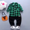 2018 Bahar Çocuklar Sıcak Çocuk Kostümleri Set Erkek Çocuk Moda Ekose Takım Elbise Erkek Giysileri Bebek Çocuk Giyim Setleri Erkek Kıyafetler Marka