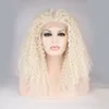 180density Afro Kinky Curly perruque synthétique Glueless pleine perruque brésilienne Blonde couleur Synthétique Lace Front Perruques Pour Les Femmes Noires