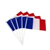 14x21cm with 30cm Plastic Pole France Hand Flags Banners Digital Printed Polyester , Outdoor Indoor, Free Shipping