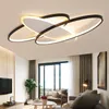 Modern LED-ljuskronor Lätta Livingroom Square Round Lights för sovrum överliggande belysning Svart dekorativ ljuskrona lampa