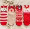 Julkvinnor s sockor röd bomull medium jul damer strumpor höst och vinter bomull strumpor 4 par / set h0004