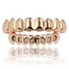 Dentes de ouro rosa de ouro liso clássicos Grillz 6 Borquitais de dentes dentários de fundo superior Grills Men Men Lady Hip Hop Rapper BO8245137