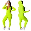 Haoyuan tvåbitar set Tracksuit Women Festival Kläder Höst Vinter Top + Pant Sweat Suits Neon 2 Piece Outfits Matching Sets