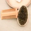 Venda quente de Javali Bardo Escova de Barba Handmade Kit Comb Combinação para Homens Bigode com saco de pano