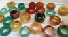 10pcs Natural A Jade Jadee Bague Agate EXQUISITE POUVOIR POUVOIR POUVOIR POUVOIR POUVOIR POUVOIR LA TAILLE 8-14 MIX DE VERTURE MENS VINTAGE VINTAGE SONTS ÉLEVANT UNIQUE UNIQUE