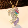 Crystal Unicorn Necklace Silver Gold Diamond Animal Unicorn Halsband Pendant Kvinnor Halsband Fashion Jewlery Will och Sandy Gift